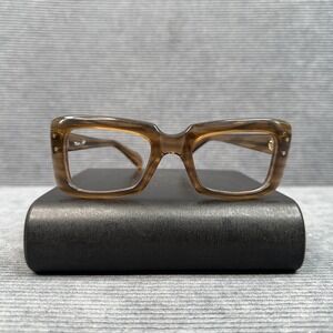 Vintage 70s Simple 50 Rectangular Y2k Eyeglasses Amber Brown Woodgrain Acetate s